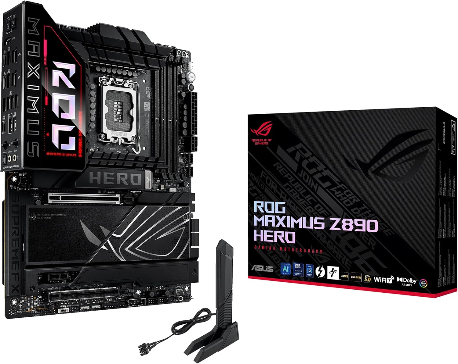ASUS ROG MAXIMUS Z890 APEX-AE   ATX Intel LGA 1851 Motherboard with DDR5-9600+ OC, Dual PCIe 5.0 x16, Wi-Fi 7, 10Gb Ethernet, Thunderbolt 4, 4 M.2 Slots, ROG DIMM.2, AI Overclocking & SupremeFX ALC4080 Audio