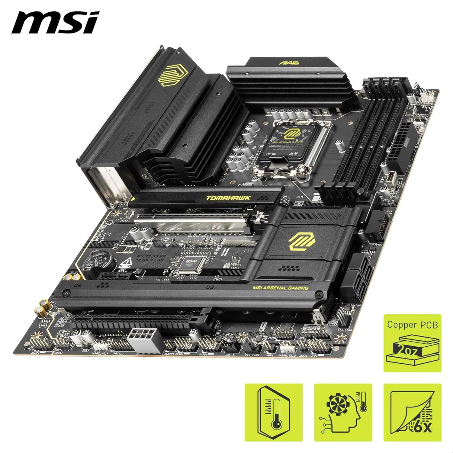 MSI MAG B860 TOMAHAWK WIFI DDR5 LGA 1851 ATX Motherboard – Intel B860 Chipset, DDR5 8800+ OC, PCIe 5.0 x16, Dual Gen5 M.2 NVMe, Wi‑Fi 7 & Bluetooth 5.4, 2.5G LAN, USB‑C 20Gbps, HDMI2.1 & DisplayPort MSI