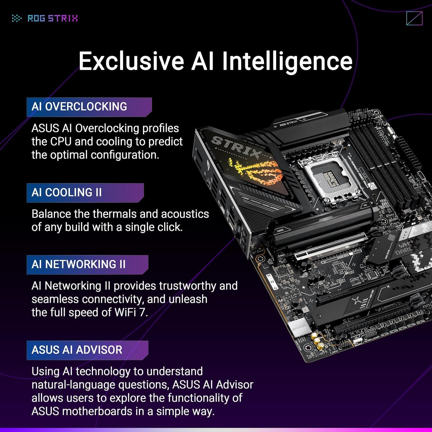 ASUS ROG Strix Z890-H Gaming WiFi Motherboard – LGA 1851 Socket, Z890 Chipset, ATX