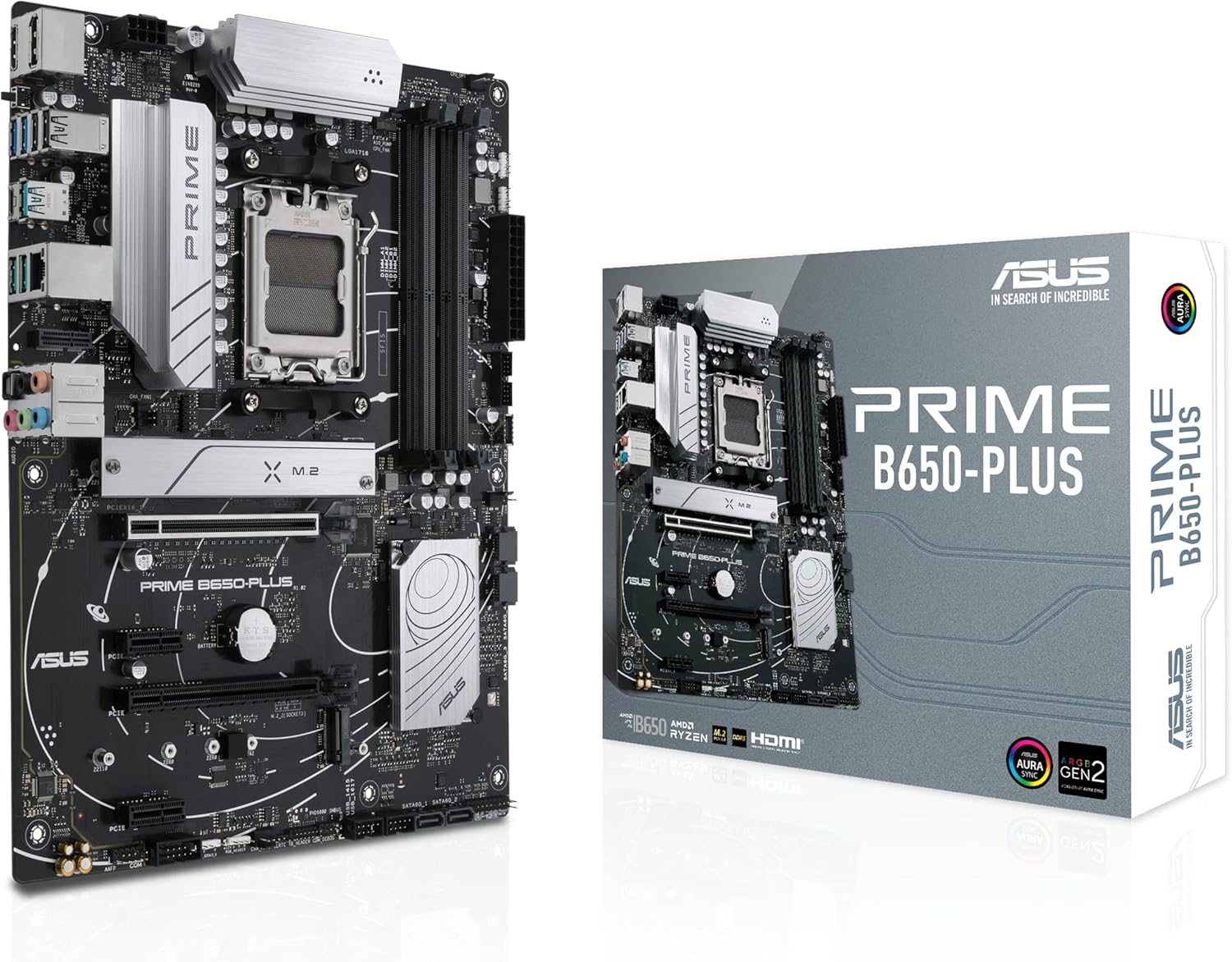 ASUS PRIME B650-PLUS-AE   ATX AM5 Motherboard with DDR5-6400+ OC, PCIe 5.0, WiFi 6E, 2.5Gb Ethernet, USB 10Gbps Type-C, DisplayPort, HDMI BIOS FlashBack Aura Sync RGB & Enhanced Durability