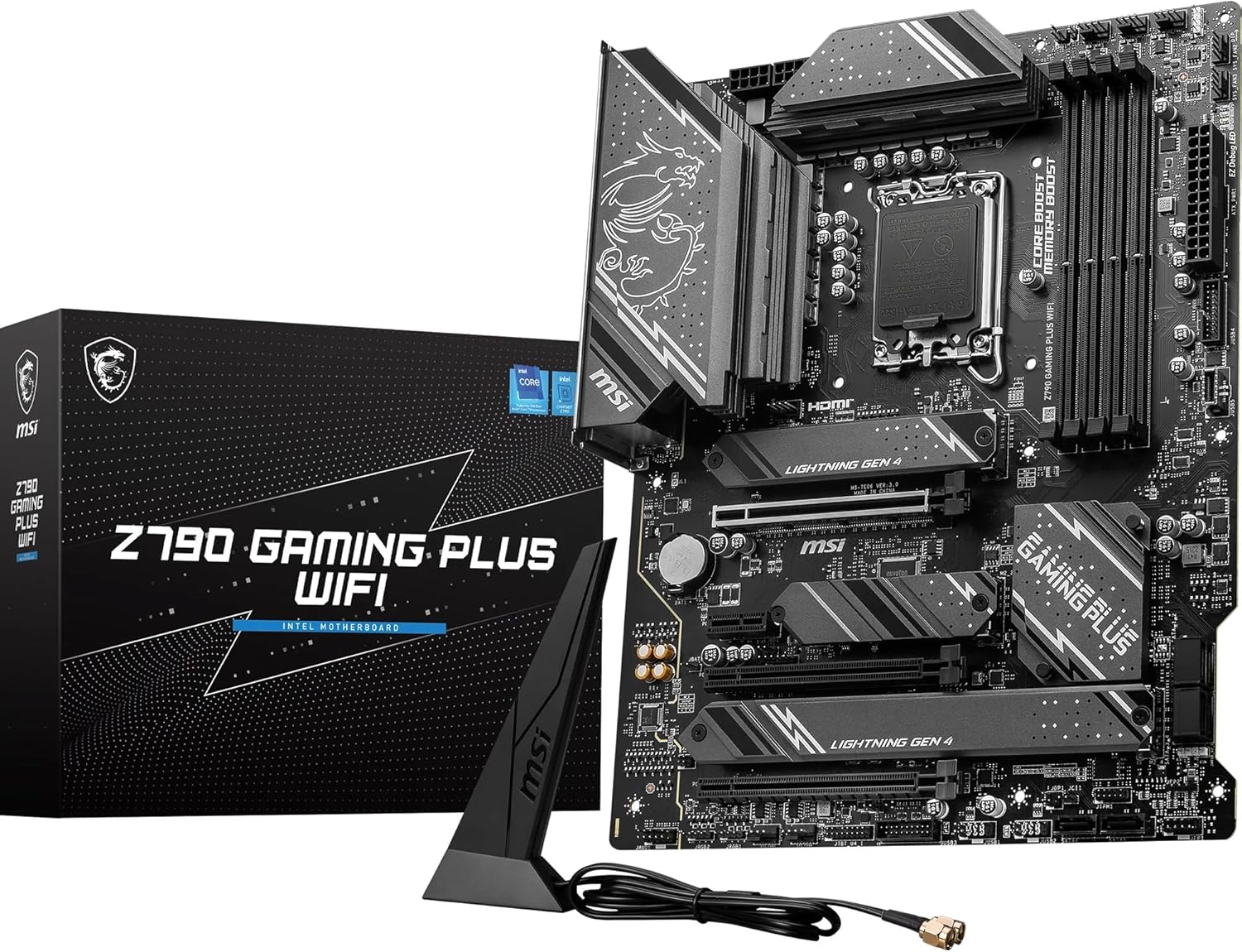 MSI Z790 GAMING PLUS WIFI Motherboard – Intel Z790 Chipset, Supports 14th/13th Gen Intel® Core™ Processors, DDR5, PCIe 5.0, Wi-Fi 6E, 2.5G LAN, Lightning Gen 5 M.2, Extended Heatsink, Frozr AI Cooling, Mystic Light RGB