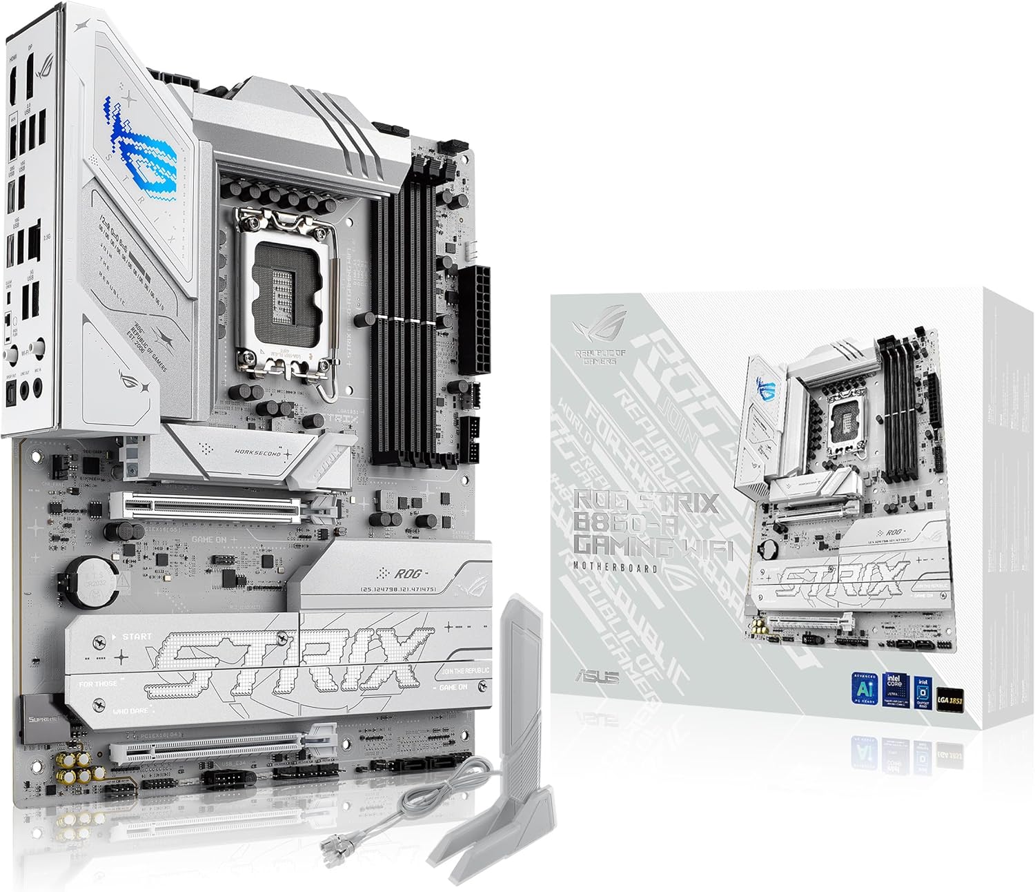 ASUS ROG STRIX B860-F GAMING WIFI-AE   ATX LGA1851 Motherboard with DDR5-9066+ OC, PCIe 5.0, Thunderbolt 4, WiFi 7, 2.5Gb Ethernet, USB 20Gbps Type-C, DisplayPort 1.4, HDMI 2.1, BIOS FlashBack Aura Sync RGB & Advanced Thermal Design