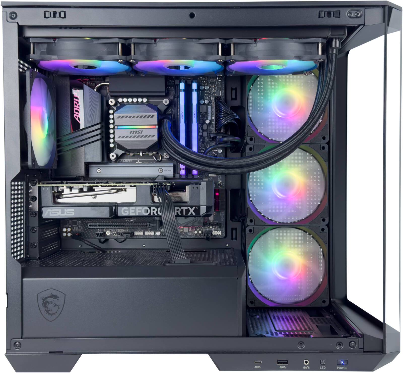 Cyber Gaming PC - AMD Ryzen 7 7700X 8 Cores 16 Threads, NVIDIA RTX 4060 TI 8GB, 16GB DDR5 RAM 5600MHz, 1TB SSD Gen 4, 650W 80 PLUS PSU, 360mm Liquid Cooler, Wi-Fi + BT