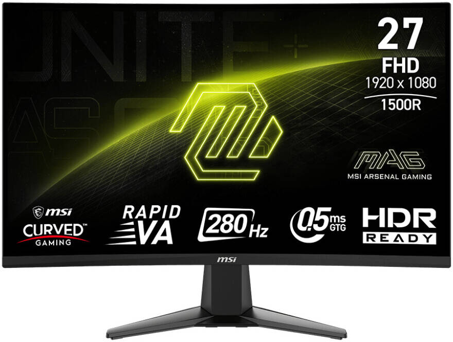 MSI MAG 276CXF 27" Full HD Gaming Monitor – 240Hz, 1ms Rapid IPS, FreeSync Premium, G-SYNC Compatible, Ergonomic Adjustable Stand, Frameless Design – High-Speed Esports Display