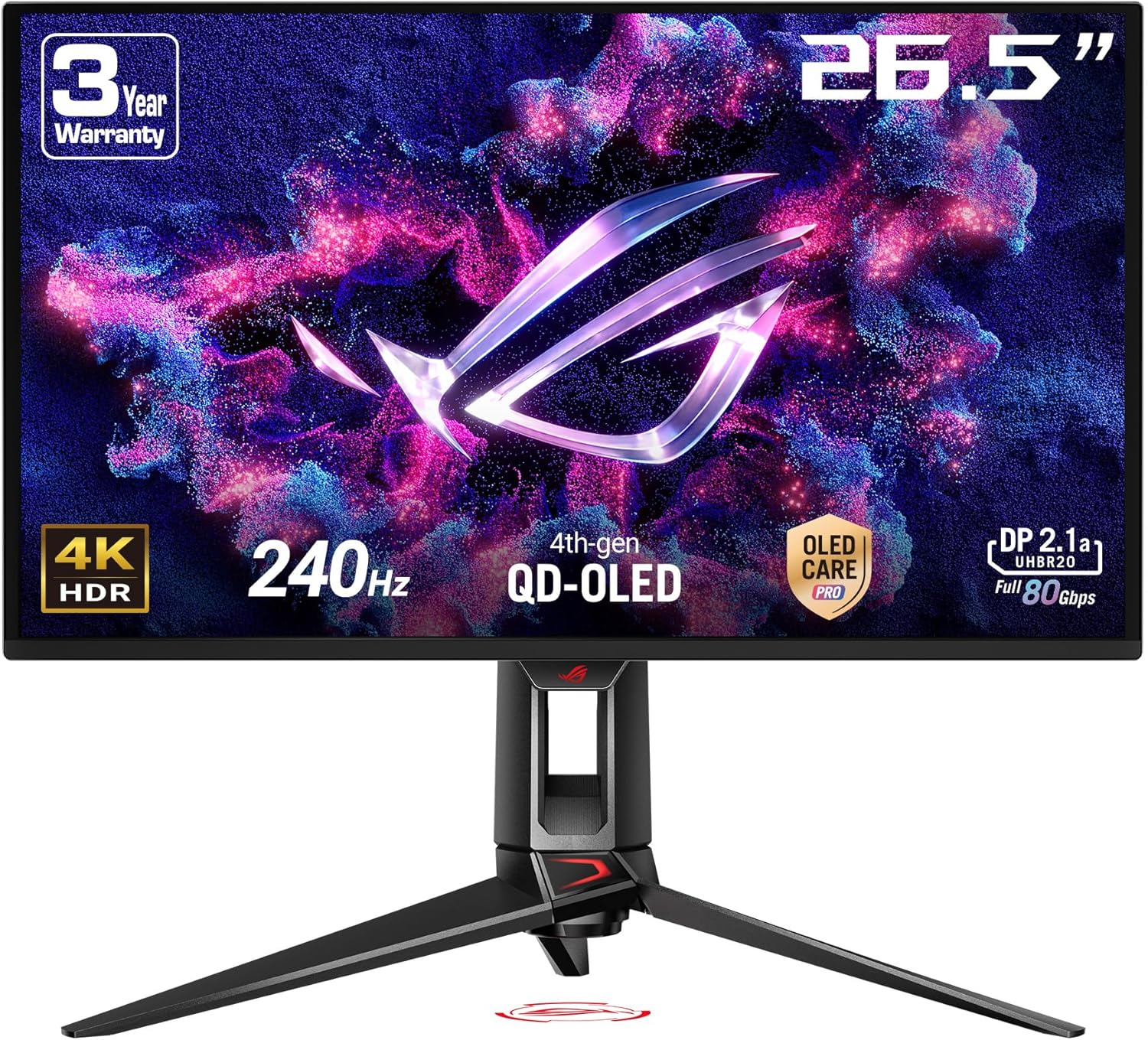 ASUS ROG Swift OLED PG27UCDM   27" 4K QD-OLED Gaming Monitor with 240Hz Refresh Rate and 0.03ms Response Time