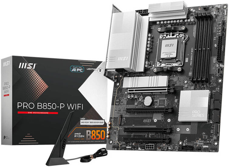 MSI PRO B850-P WIFI Motherboard – Intel B850 Chipset, Supports 14th/13th Gen Intel Core Processors, DDR5, PCIe 4.0, Wi-Fi 7, 2.5G LAN, USB 3.2 Gen 2, Lightning Gen 4 M.2, Extended Heatsink Design, EZ Debug LED, M.2 Shield Frozr