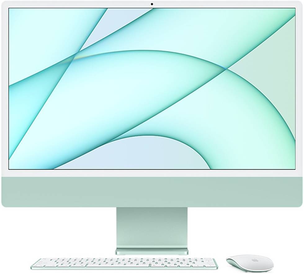 Apple iMac 2021 AIO Desktop Computer, 24" 4.5K Retina Display, Apple M1, 8-Core CPU, 7-Core GPU, 8GB RAM, 256GB SSD, 2x TB Ports, English Magic Keyboard & Mouse, Green | MJV83 ZS/A
