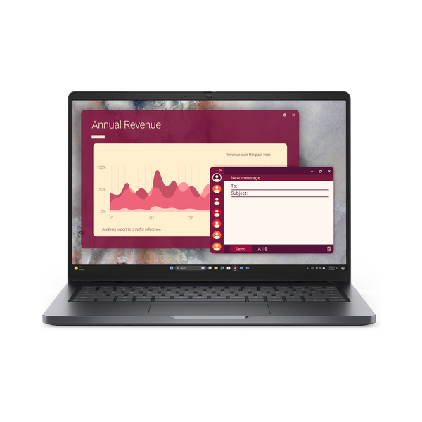 Dell Pro 14 PC14250 Laptop, Intel Core 5 120U Processor, 8GB RAM, 512GB SSD, 14" FHD+ Display, DOS, English & Arabic Backlit Keyboard, 1 Year Warranty