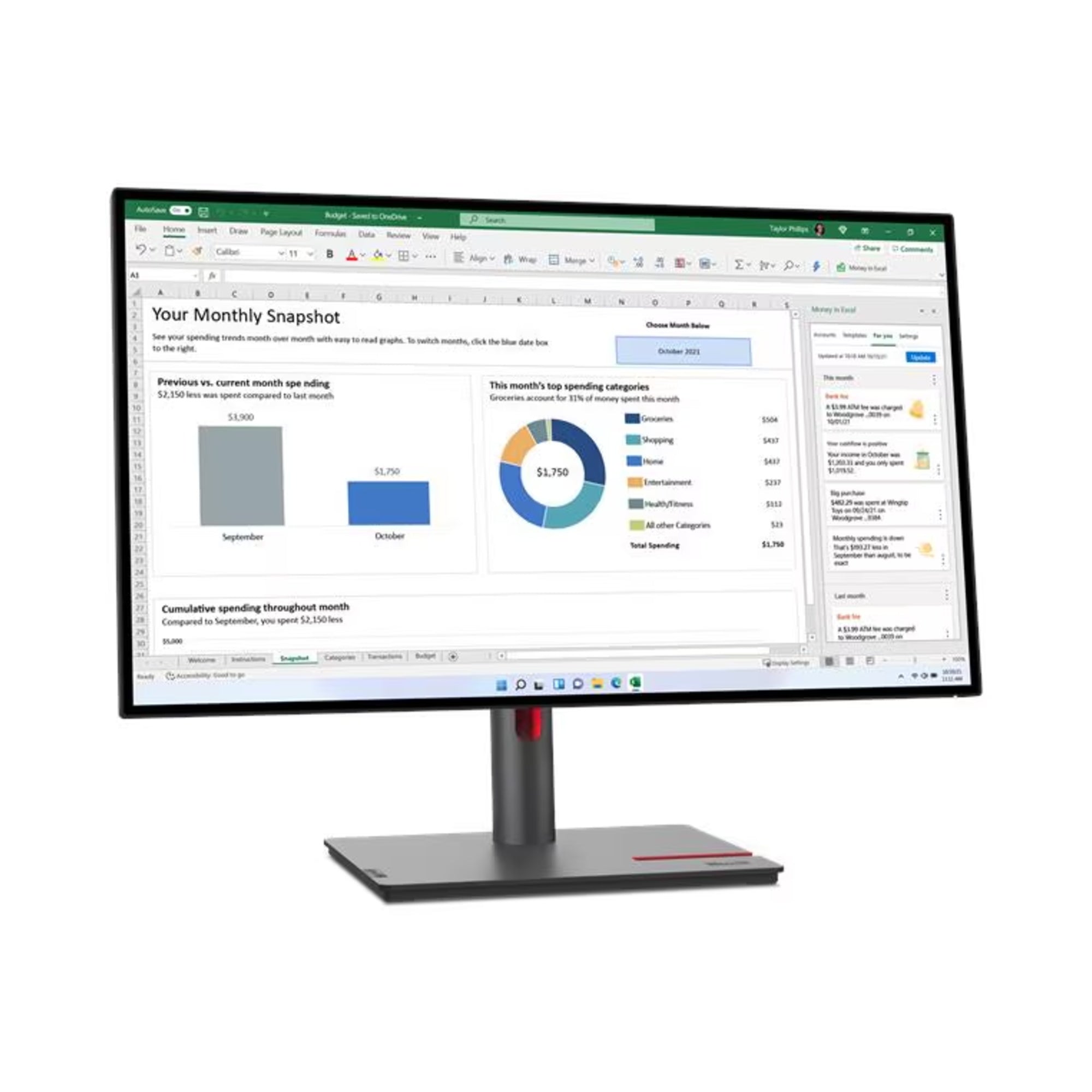 Lenovo ThinkVision P27h-30 Monitor – 27" QHD Display | USB-C, HDMI, DisplayPort | 3-Year Warranty | Professional Business Monitor | Black Lenovo
