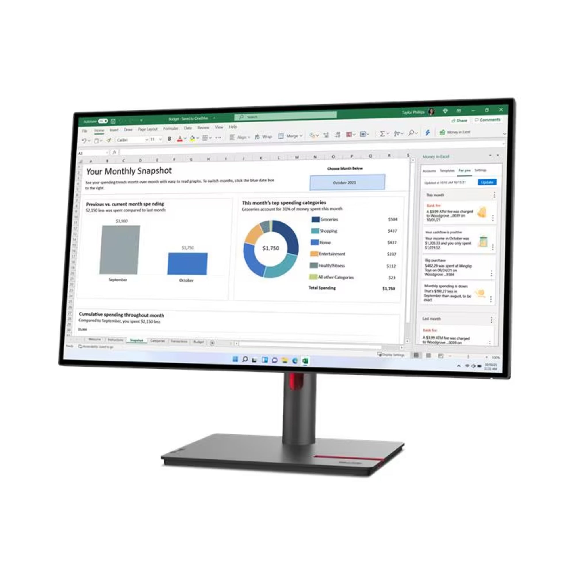 Lenovo ThinkVision P27h-30 Monitor – 27" QHD Display | USB-C, HDMI, DisplayPort | 3-Year Warranty | Professional Business Monitor | Black Lenovo