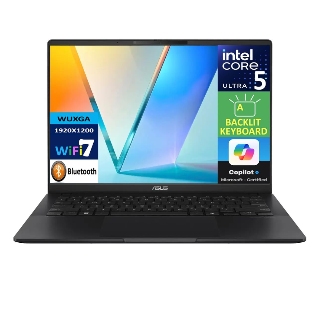 ASUS Vivobook S 14 AI Powered Laptop 14.0" AMOLED WUXGA Display (Intel Ultra 5 226v, 16GB LPDDR5X, 512GB SSD, Intel Arc, Backlit KB, 2 Thunderbolt 4, WiFi 7, Webcam, Bluetooth 5.4, Win 11 Home)