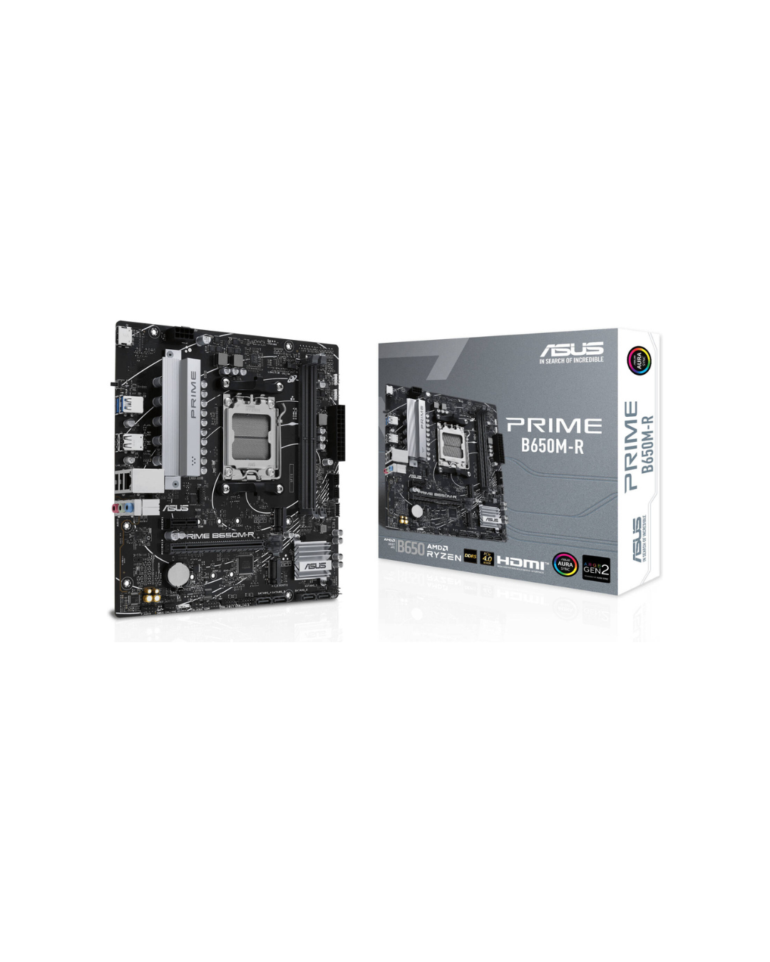 ASUS PRIME B650M-R-AE   Micro-ATX AM5 Motherboard with DDR5-7200+ OC, PCIe 4.0, 2.5Gb Ethernet, USB 5Gbps Type-C, HDMI BIOS FlashBack Aura Sync RGB & Enhanced Durability