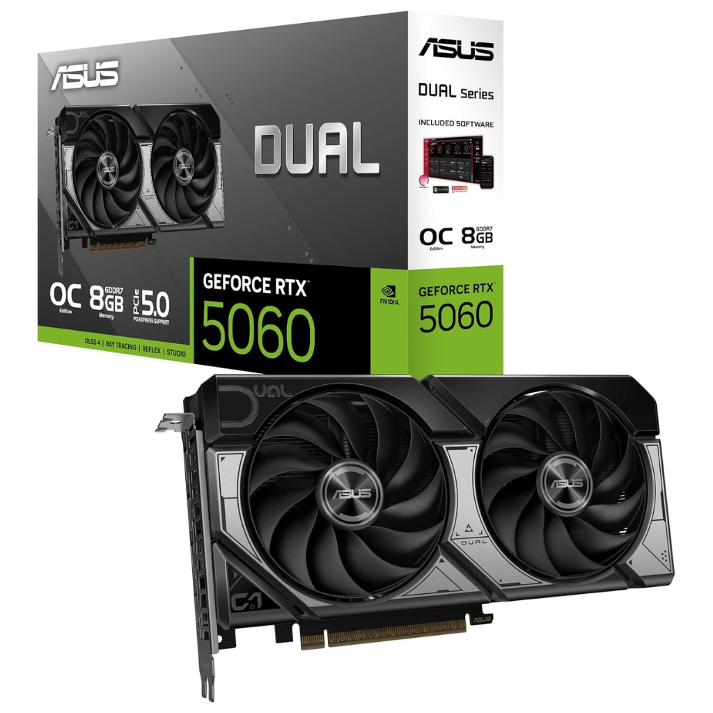 ASUS Dual RTX 5060 8GB Graphics Card – GDDR6, PCIe 4.0, Dual Fan Cooling, Ray Tracing