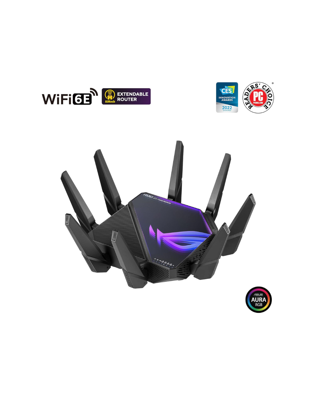 ASUS GT-AXE16000 WiFi 6E Tri-Band Router – 16,000 Mbps, OFDMA & MU-MIMO, AiMesh Compatible