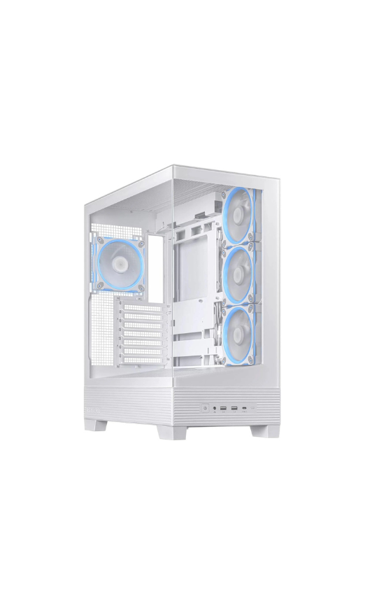 ASUS A31 Plus Mid-Tower PC Case – White with Tempered Glass & ARGB Fans, ATX / Micro-ATX / Mini-ITX Compatible