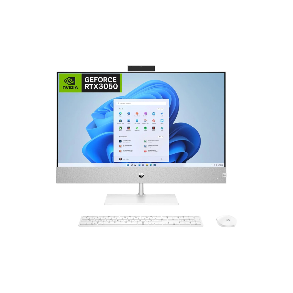 HP Pavilion All-in-One 27-ca2020ny Desktop Computer, 27" FHD IPS Display, Intel Core i7-13700T, 16GB RAM, 512GB SSD, GeForce RTX 3050 4GB Graphics, Wireless ENG K/B & Mouse, Win11Pro, White | 8G4H9EA