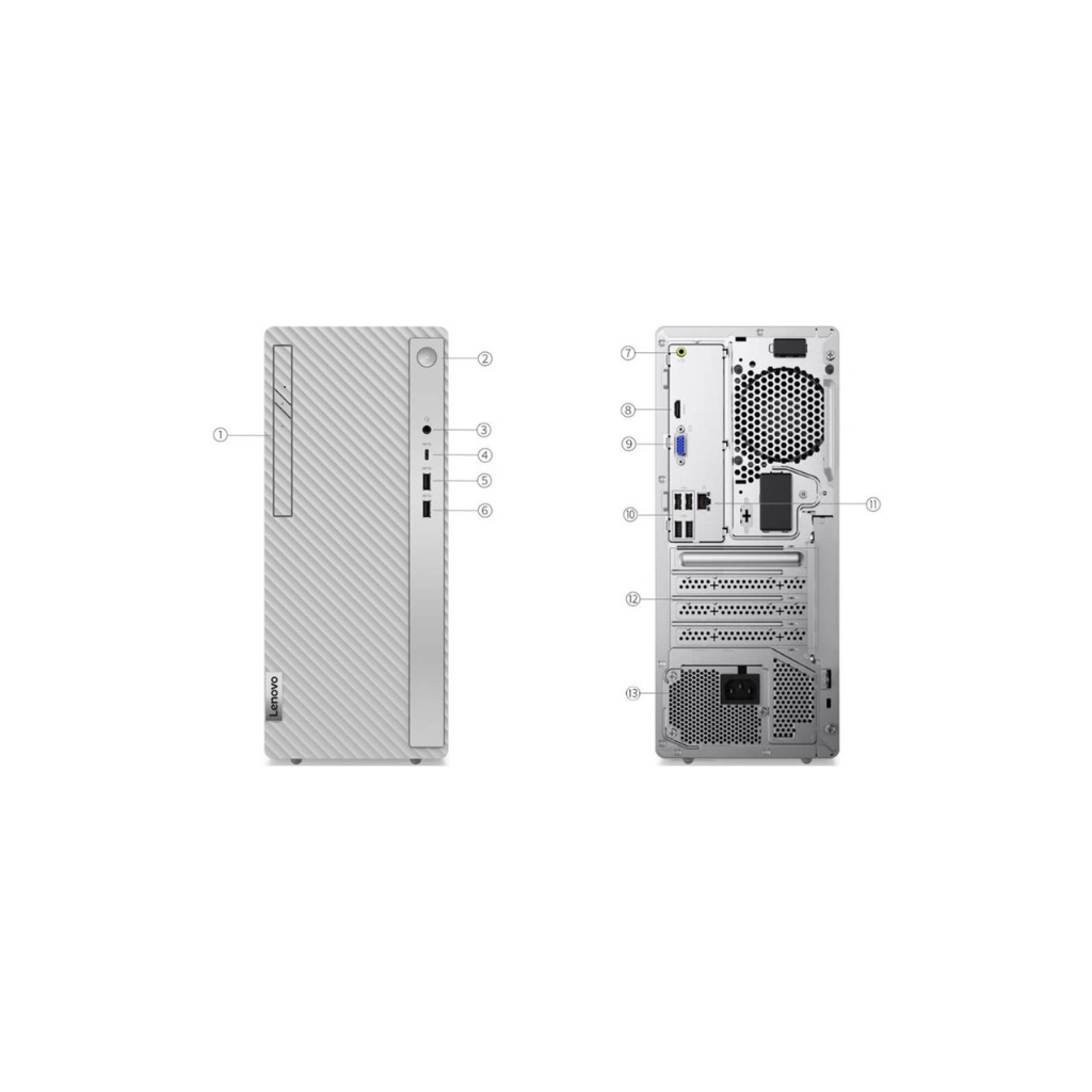 Lenovo PC IdeaCentre 5 14IAB7 Desktop Computer, Intel Core i3-12100 Processor, 8GB DDR4 RAM, 1TB HDD, Intel UHD Graphics 730 Graphics, No OS, With Keyboard and Mouse, Cloud Gray | 90T3007DAK