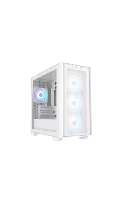 ASUS A21 Plus Mid-Tower PC Case – White with ARGB Fans, ATX / Micro-ATX / Mini-ITX Compatible