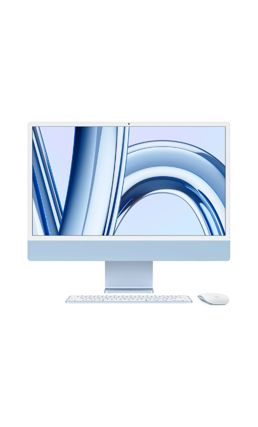 Apple 24" iMac AIO Desktop Computer with M3 Chip, 4.5K Retina Display, 8-Core CPU and 8-Core GPU, 24GB RAM, 1 TB SSD, Magic ENG K/B w/ Touch ID & Magic Mouse, macOS, Blue | Z197001KP