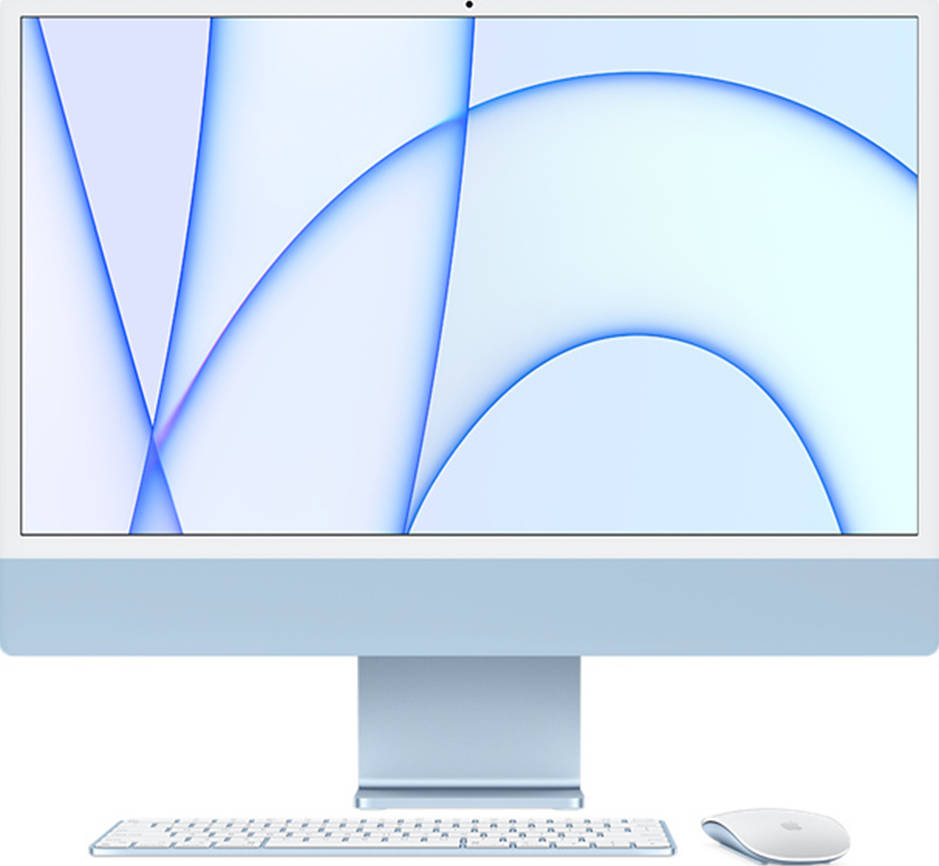 Apple iMac 24'' 4.5K Retina Display All in One PC, M1 Chip, 8 Core CPU, 8 Core GPU, 16GB RAM, 1TB SSD, macOS, Gigabit Ethernet, English Keyboard + Mouse, Blue | Z12W0018J
