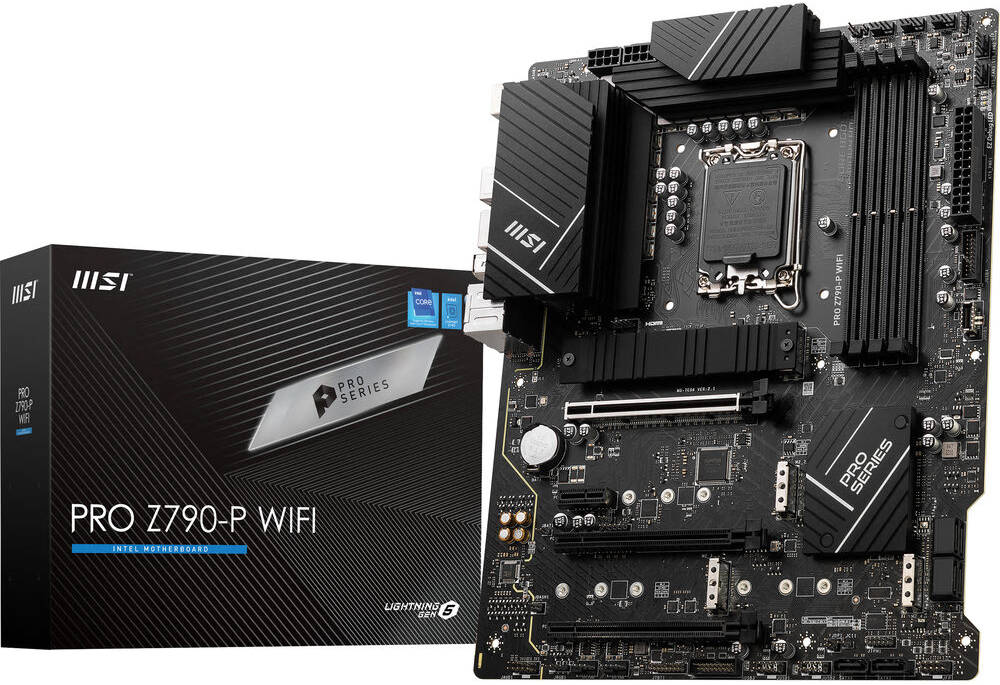 MSI PRO Z790-A MAX WIFI Motherboard – Intel Z790 Chipset, Supports 14th/13th Gen Intel Core Processors, DDR5, PCIe 5.0, Wi-Fi 6E, 2.5G LAN, USB 3.2 Gen 2, Lightning Gen 5 M.2, Extended Heatsink, EZ Debug LED, M.2 Shield Frozr