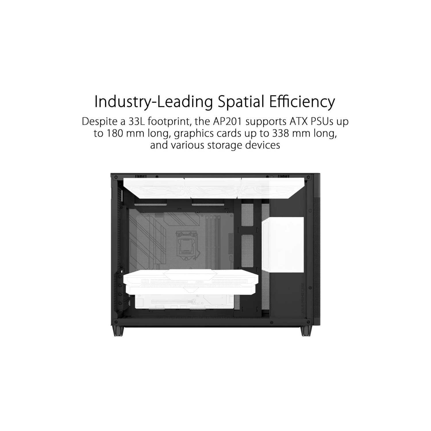 ASUS Prime AP201 Mid-Tower PC Case – Tempered Glass, Black, ATX / Micro-ATX / Mini-ITX Compatible