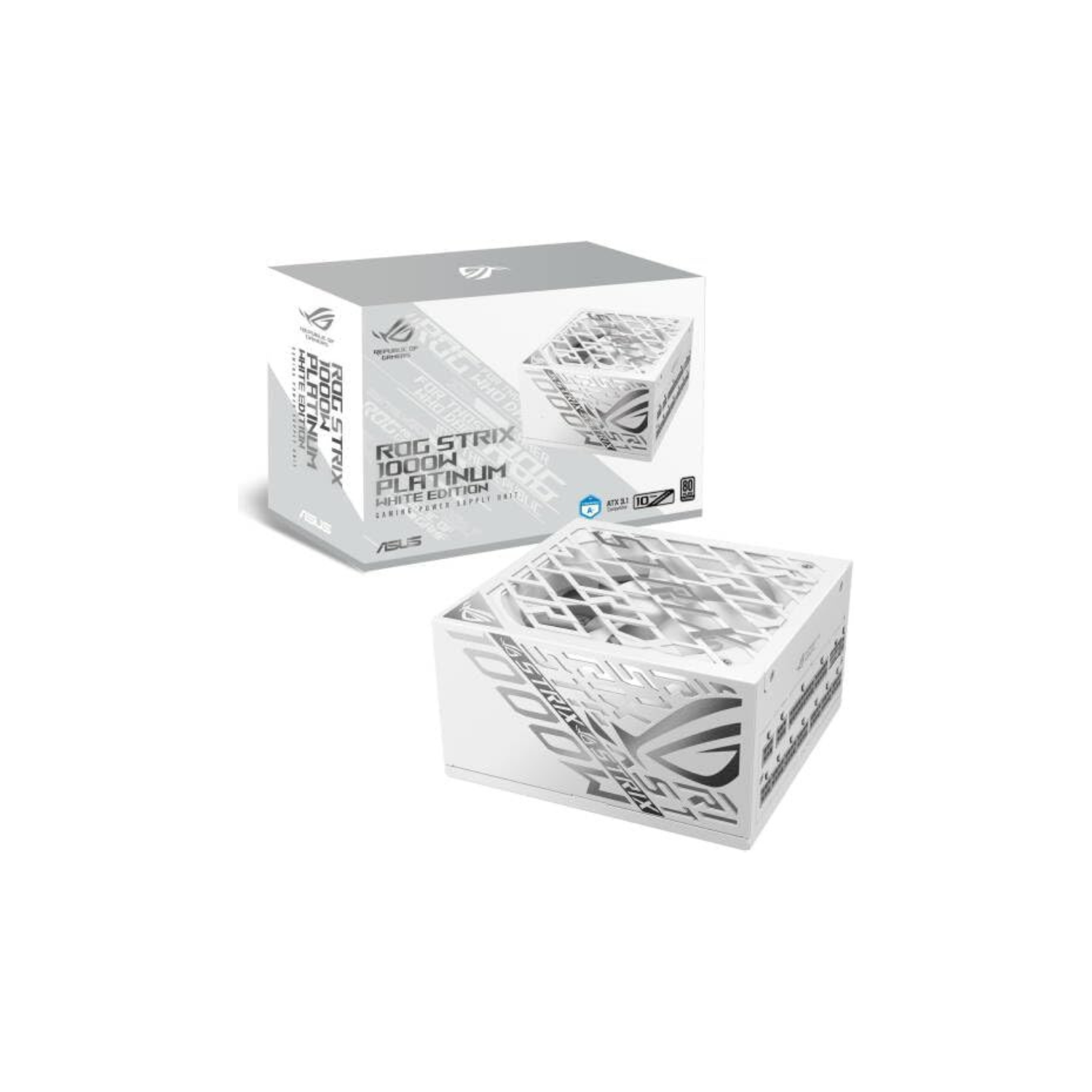 ASUS ROG Strix 1000W White Gaming Power Supply – 80 Plus Gold, Fully Modular, Axial-Tech Fan, Aura Sync RGB, CE & UK Plug