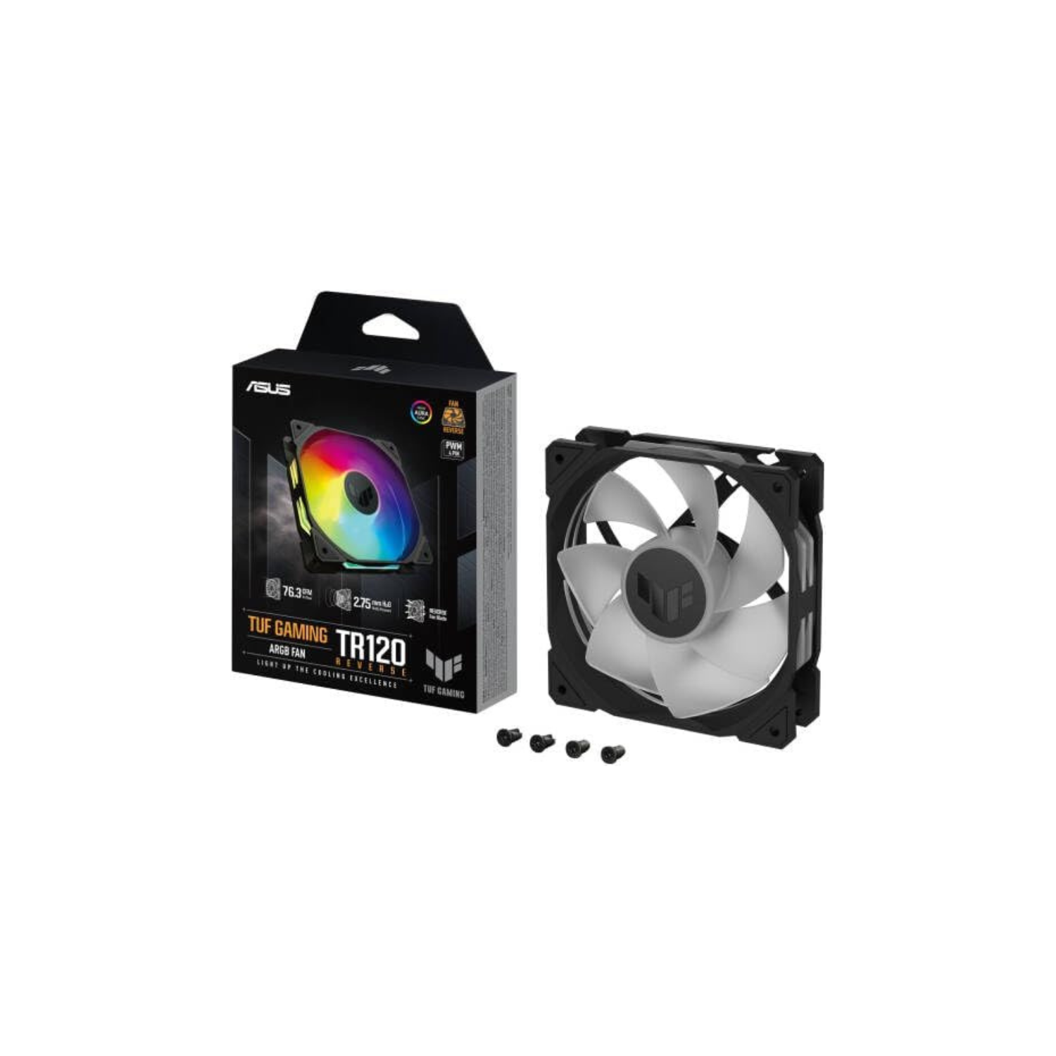 ASUS Prime MR120 ARGB Reverse Fan Black – 120mm High-Performance Cooling, Addressable RGB