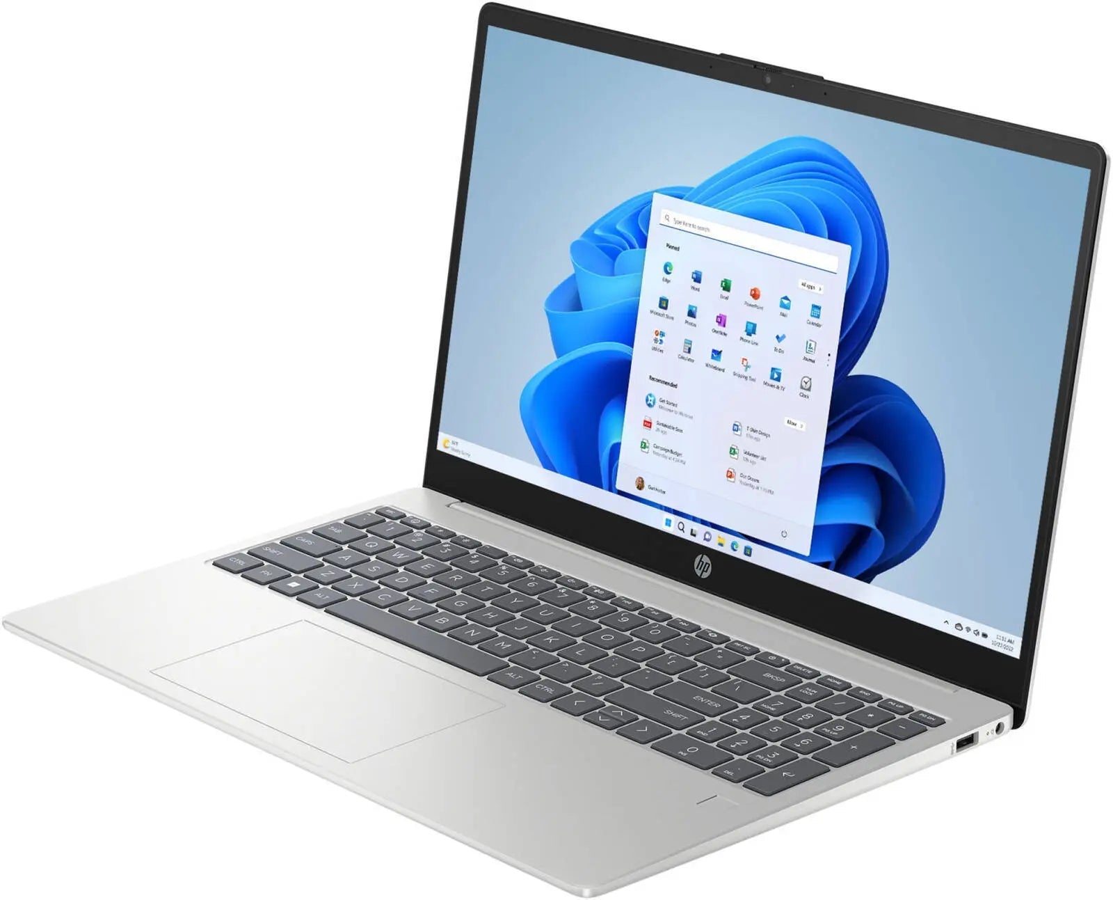 HP 15-fd0133WM 15.6" Full HD Laptop – Intel Core i3-N305, 8GB RAM, 256GB SSD, Windows 11, Silver front view | Buy in UAE