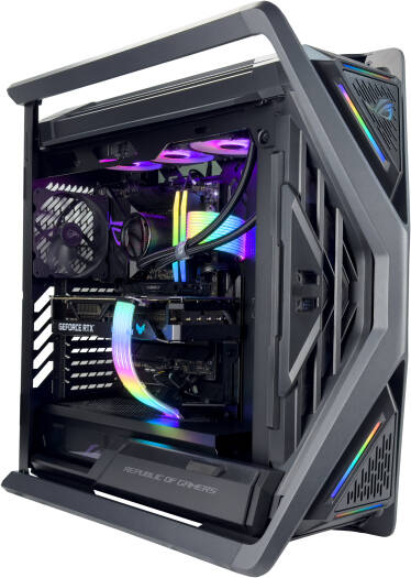 ASUS ELITE Gaming PC - AMD Ryzen 9 9950X3D 16 Cores 32 Threads, NVIDIA RTX 5090 32GB, 64GB DDR5 RAM 6000MHz, 1TB SSD Gen 5, 1000W 80 Plus PSU, 360mm Liquid Cooler, Wi-Fi + BT, Powered by ASUS