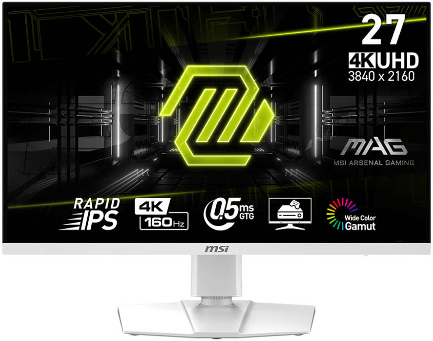 MSI MAG 274URFW 27" 4K UHD Gaming Monitor – 144Hz, 1ms Rapid IPS, FreeSync Premium, G-SYNC Compatible, Ergonomic Adjustable Stand, Frameless Design – High-Performance Esports Display