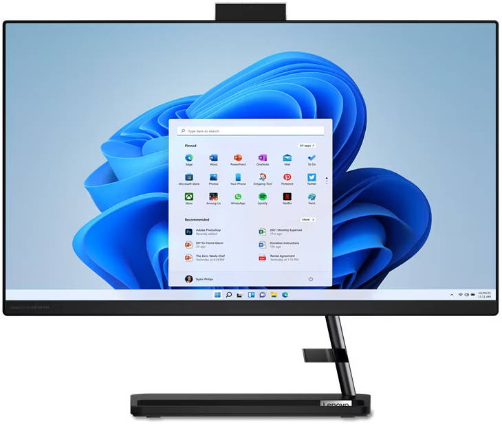 Lenovo IdeaCentre AIO 3 24IAP7 Desktop Computer, 23.8" FHD IPS Touch Display, Intel Core i5-12450H, 8GB RAM, 512GB SSD, Intel UHD Graphics, Wireless Mouse & ENG (UK) K/B, Free DOS, Black | F0GH00UEAK