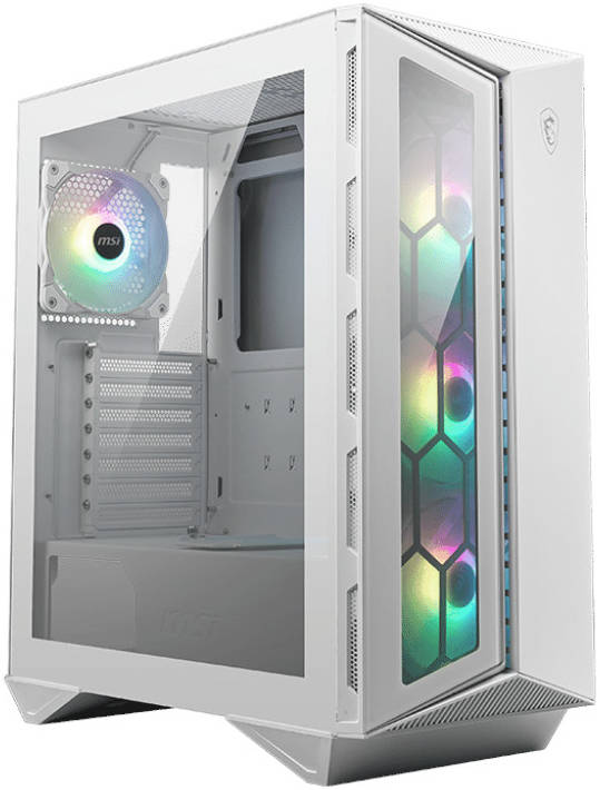 MSI MPG GUNGNIR 110R WHITE Mid-Tower Gaming Case – Tempered Glass, 4x ARGB Fans, Mystic Light Sync, USB Type-C, 360mm Radiator Support, Premium White Steel Design – Stylish & Efficient PC Chassis