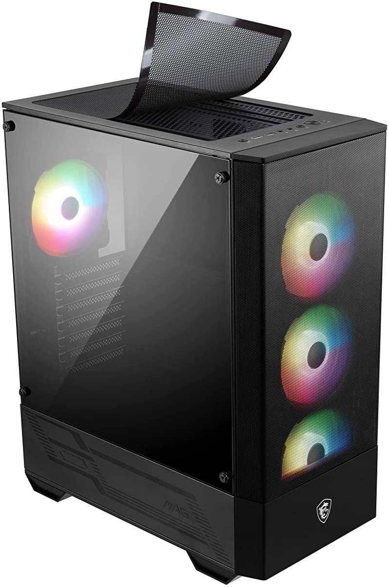 MSI MAG FORGE 112R Mid-Tower Gaming PC Case – 4x ARGB Fans, Tempered Glass Side Panel, High-Airflow Mesh Front, Mystic Light Sync, ATX/Micro-ATX/Mini-ITX Support, USB 3.2 Gen1 Front I/O, Premium Airflow Design