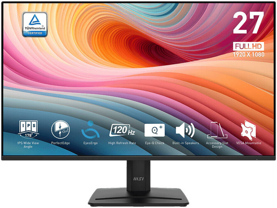 MSI PRO MP275 E2 27" Full HD IPS Monitor – 100Hz Refresh Rate, Anti-Flicker, Less Blue Light, HDMI & VGA, Adjustable Tilt, Eye-Care Display – Ideal for Office, Home, and Study Use