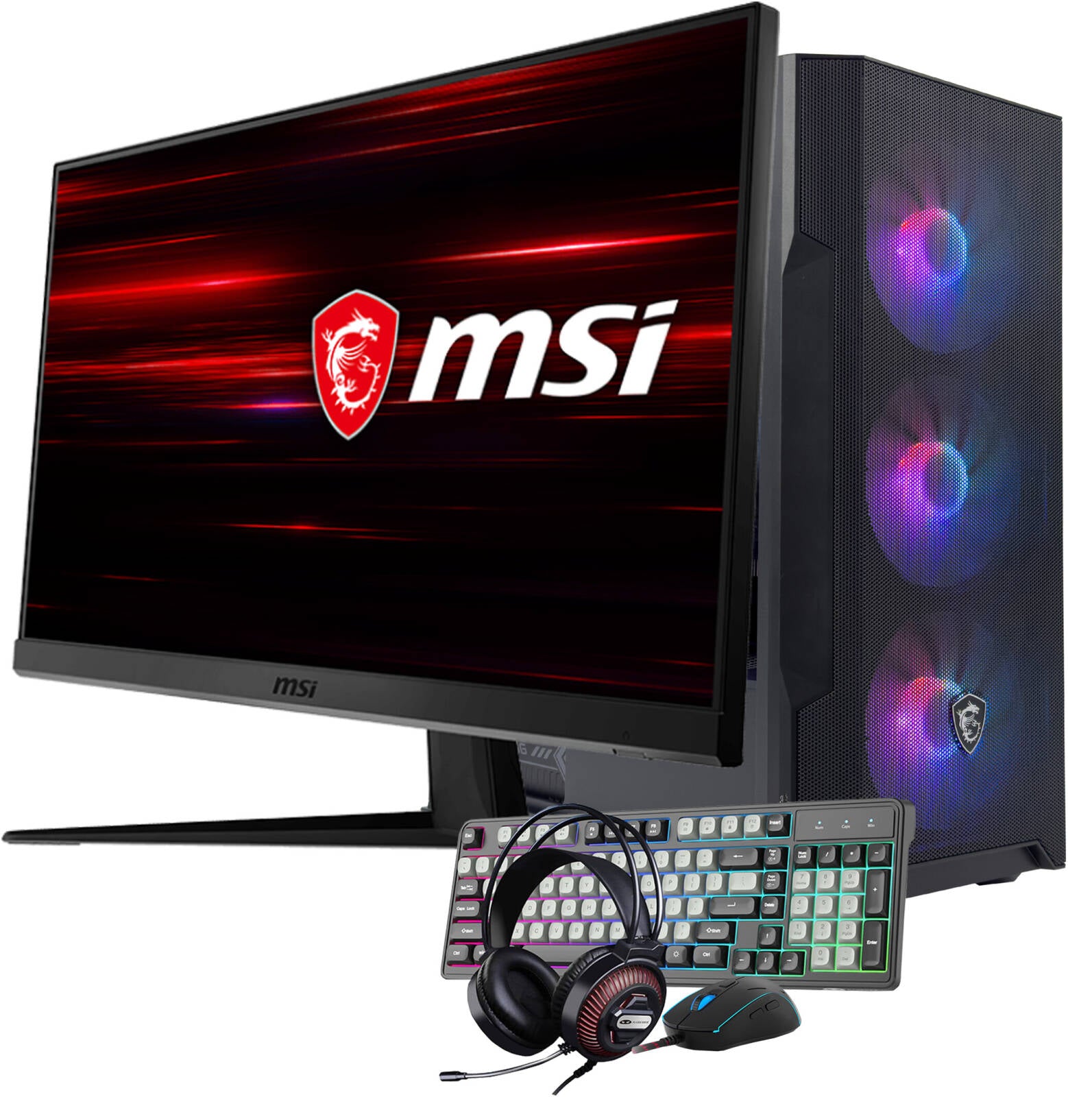 MATREXX Gaming PC - Intel Core i5-14600K 14 Cores 20 Threads, NVIDIA RTX 4060 Ti 8GB, 32GB DDR5 RAM 6400MHz, 1TB SSD Gen 4, 650W PSU + 24" FHD 180Hz Monitor + Gaming Keyboard Mouse Headset