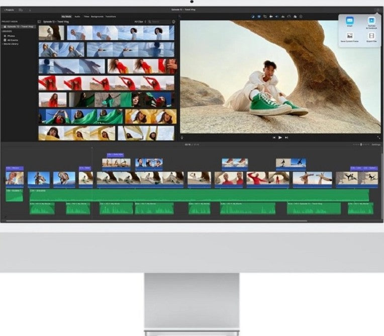 Apple iMac 24'' Retina 4.5K Display PC (2021), 8-core CPU M1 Chip, 7 Core GPU, 256GB SSD, 8GB RAM, WLAN, Bluetooth, Silver | MGTF3