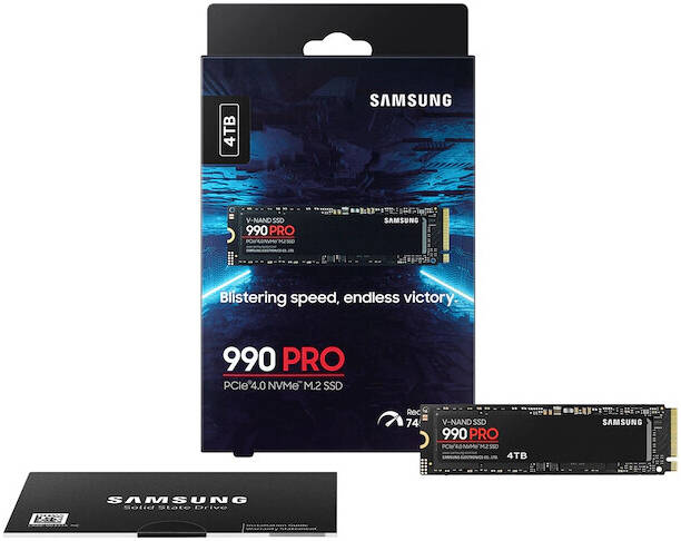 Samsung 990 PRO PCIe 4.0 NVMe M.2 SSD 4TB – Up to 7,450MB/s Read Speed, V-NAND Technology, Dynamic Thermal Guard, Power Efficient, 5-Year Warranty – Ultra-Fast Internal SSD for Gaming, Editing & Professional Use