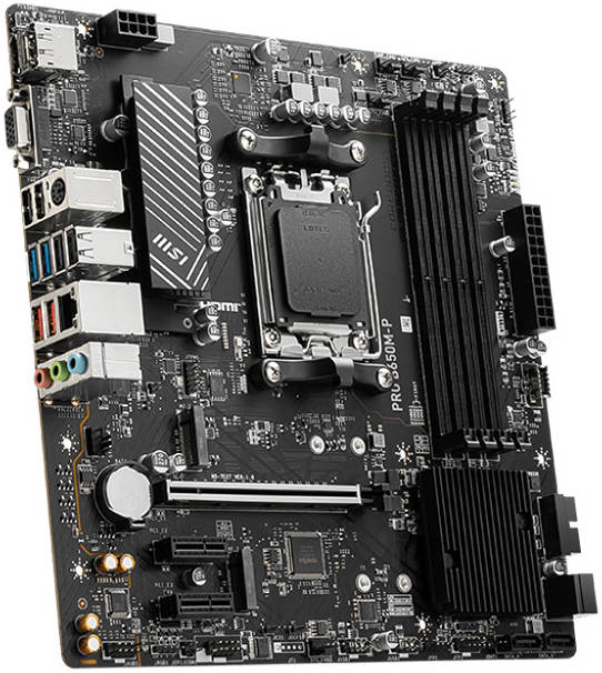 MSI PRO B650M-P Motherboard – Micro-ATX, AMD B650 Chipset, Supports Ryzen 9000/7000 Series, DDR5, PCIe 4.0, Lightning Gen 4 M.2, USB 3.2 Gen 1, Core Boost, Extended Heatsink Design, EZ Debug LED – Reliable & Efficient Professional Motherboard