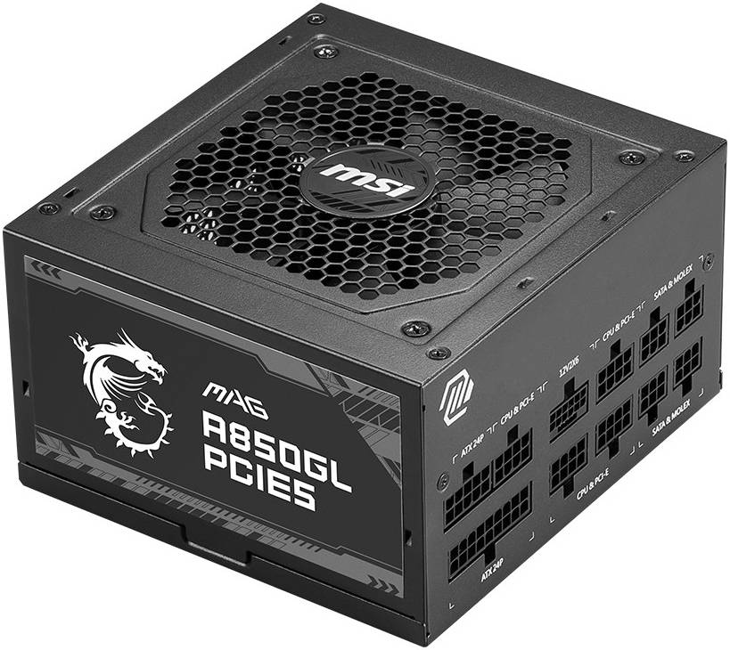 MSI MAG A850GL PCIe5 WHITE – 850W Fully Modular ATX Power Supply, 80 PLUS Gold Certified, PCIe5 Compatible, Quiet Operation, High-Performance White PSU for Gaming & Workstations