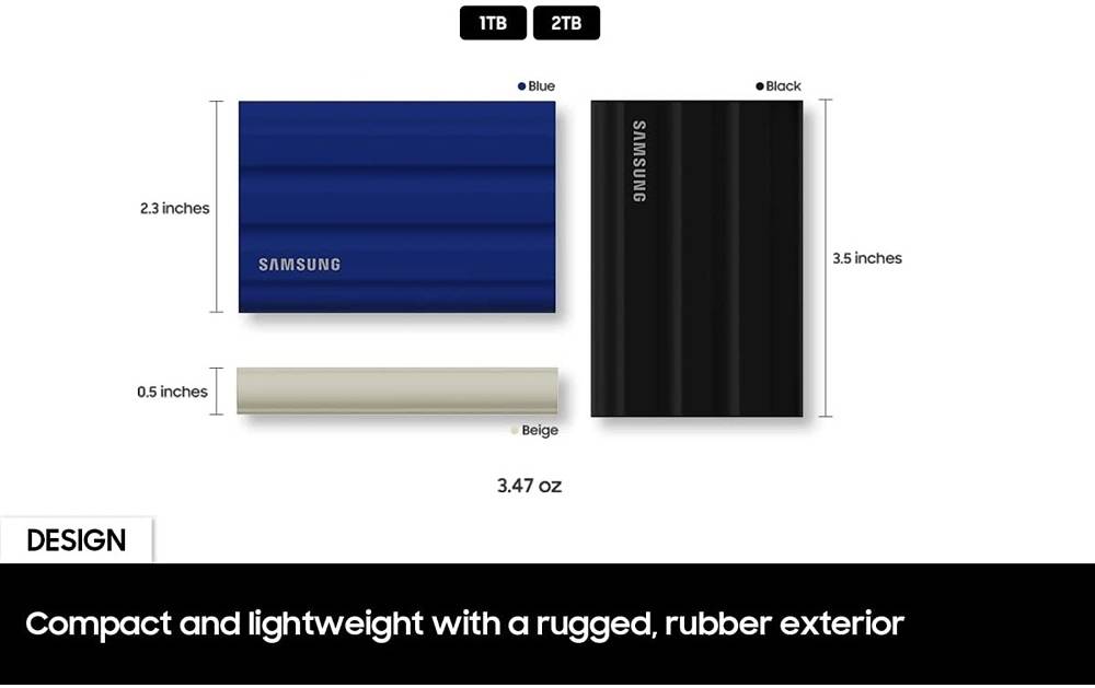 Samsung T7 Shield 4TB Portable SSD – USB 3.2, Up to 1,050 MB/s Read/Write, Rugged Shock-Resistant, AES 256-bit Encryption, V-NAND Technology, High-Speed External Storage for Windows, Mac & Gaming