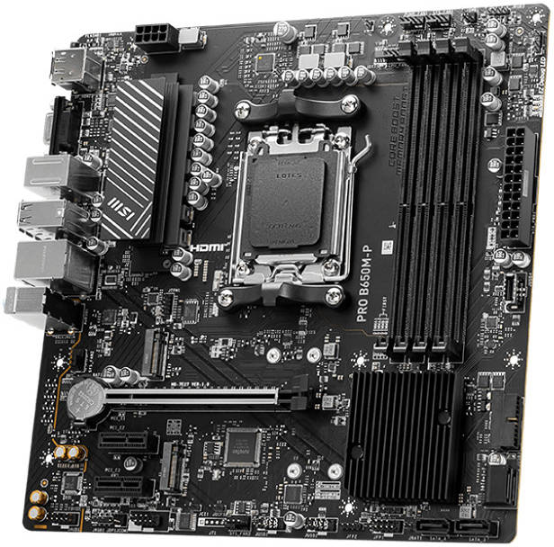 MSI PRO B650M-A WIFI Motherboard – Micro-ATX, AMD B650 Chipset, Supports Ryzen 9000/7000 Series, DDR5, PCIe 4.0, Wi-Fi 6E, 2.5G LAN, USB 3.2, Extended Heatsink Design, Core Boost, PRO Series Reliability – Ideal for Business & Gaming PCs