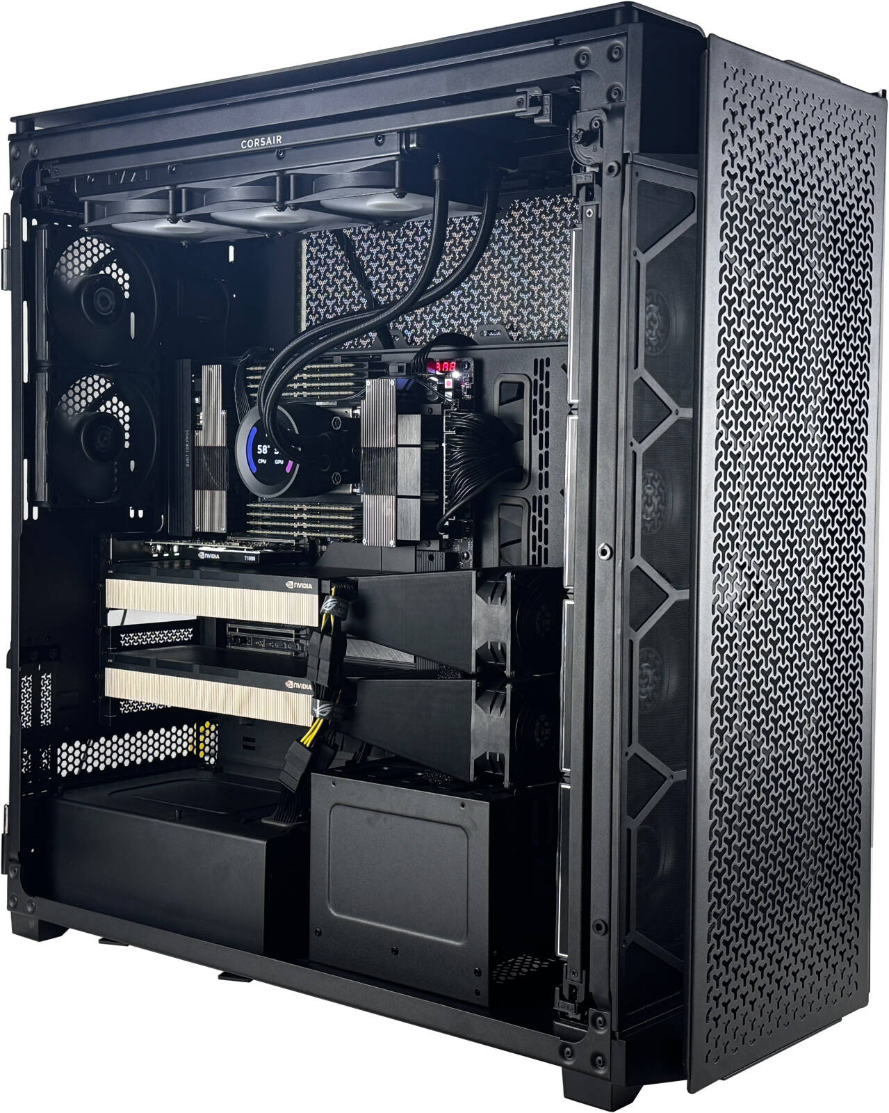AI Deep Learning Workstation - AMD Ryzen Threadripper PRO 7995WX 96 Cores 192 Threads, 2 x NVIDIA A100 80GB, 512GB DDR5 RAM 4800MHz, 8TB SSD Gen 4, 1500W 80 PLUS Platinum PSU, 360mm Liquid cooler