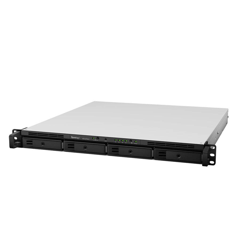 Synology RS1619xs+ RackStation 4-Bay Rackmount NAS – Enterprise Storage Server | 1U Business NAS front view | Buy in UAE