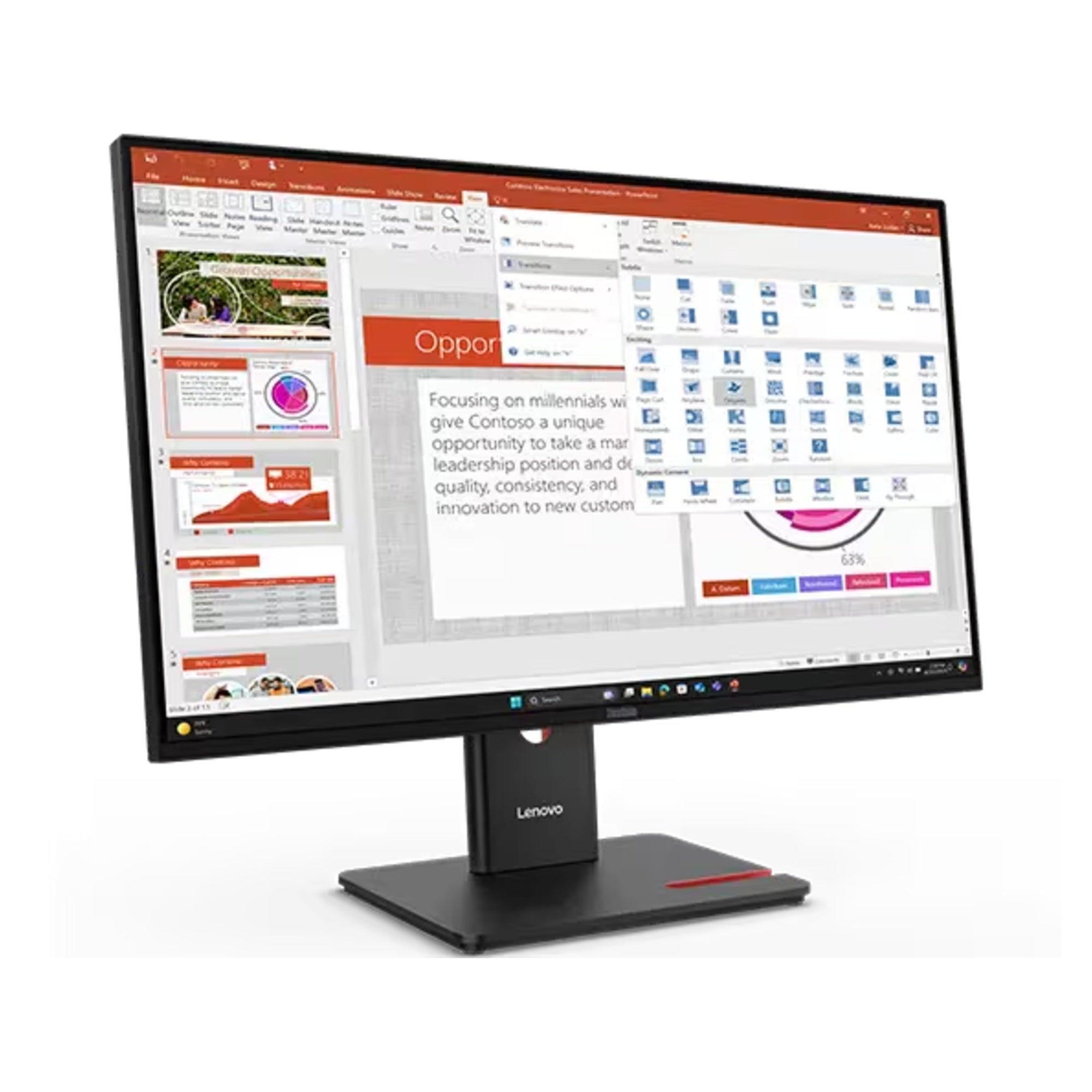 Lenovo ThinkVision T27-40 Monitor – 27" Full HD Display | HDMI, DisplayPort, VGA | 3-Year Warranty | Professional Business Monitor | Black
