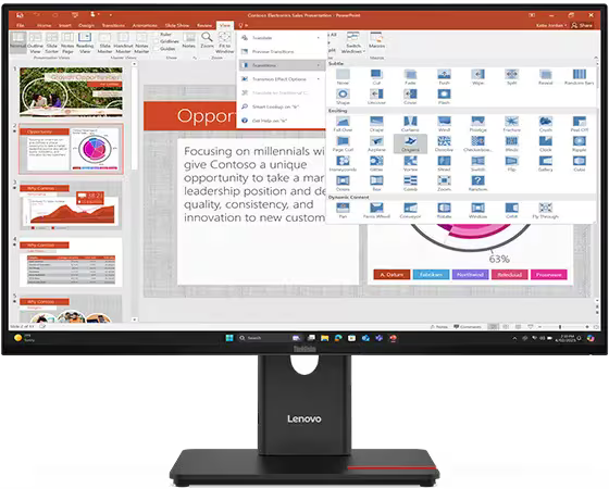 Lenovo ThinkVision T27-40 Monitor – 27" Full HD Display | HDMI, DisplayPort, VGA | 3-Year Warranty | Professional Business Monitor | Black