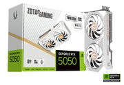 ZOTAC GAMING GeForce RTX 5050 Twin Edge OC White Edition – 8GB GDDR6, NVIDIA Blackwell Architecture, DLSS 4, Ray Tracing, IceStorm 2.0 Cooling, Dual Fan, Compact Design, HDMI/DisplayPort, 4K Gaming Graphics Card